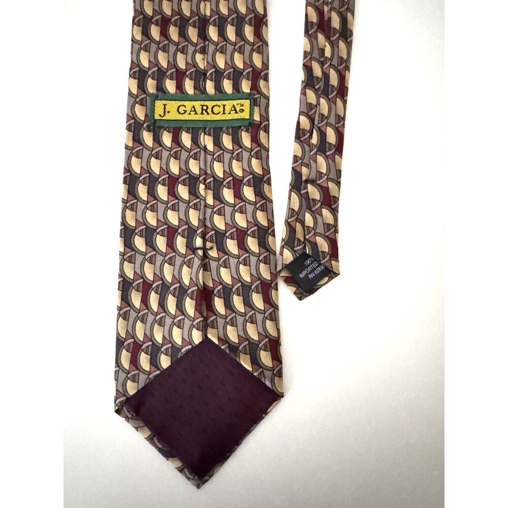 Vintage J. Garcia 100% Silk Tie Geometric Pattern Multicolor Classic Width